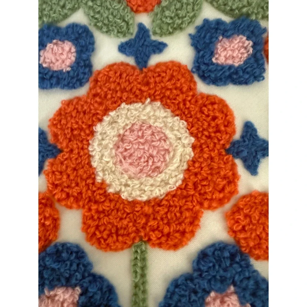 Corner Office by Jot Tufted Floral Embroidery Crewel Lined Notebook 6x8.5 Boho